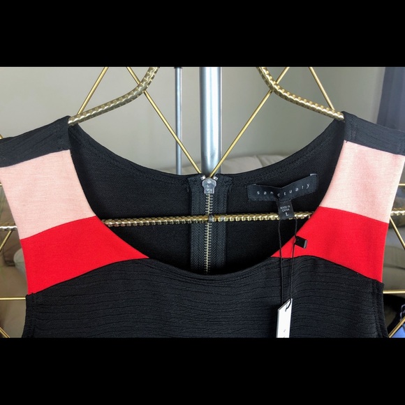 NWT Anthropologie Sanctuary Textured Color Block Asymmetrical Dress Size L - Picture 7 of 14